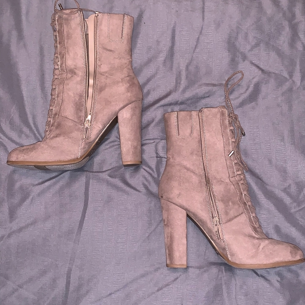 Gently used Suede tan heel boots